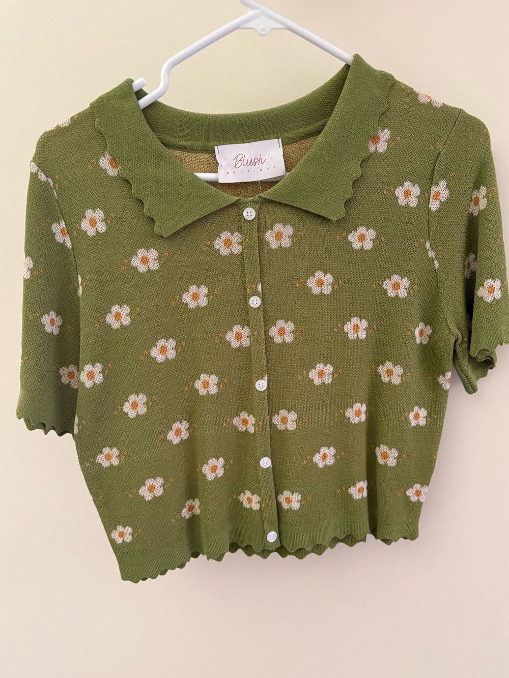 Blush Boutique Cropped Daisy Sweater size large